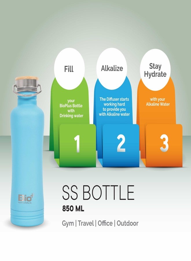 BioPlus Alkaline Water Bottle Filter | Alkaline Water Bottle | Stainless Steel | 850ml | Blue - Image 5